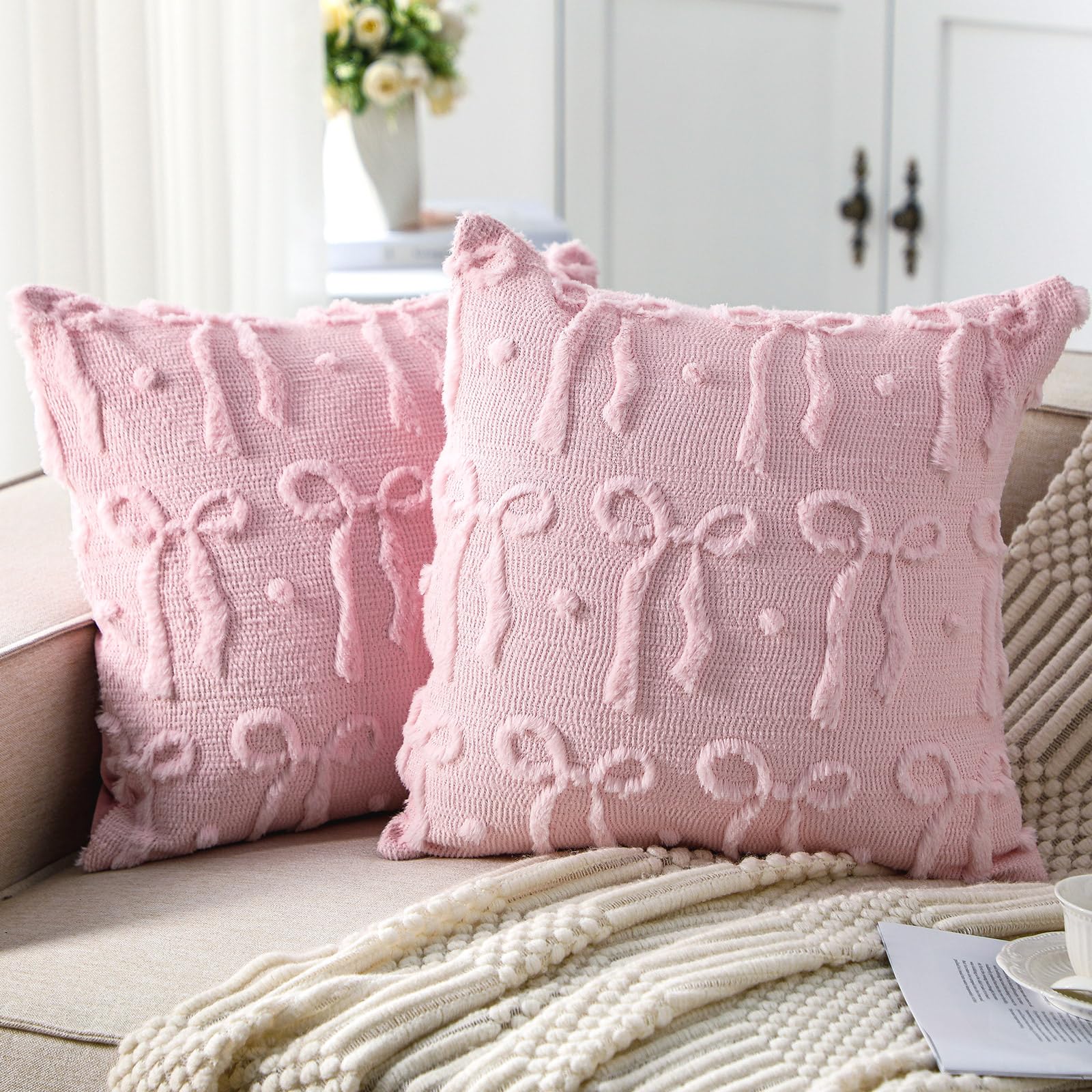 Pillow Insert 18X18 - Наволочки с розовым бантом 18x18, декор
